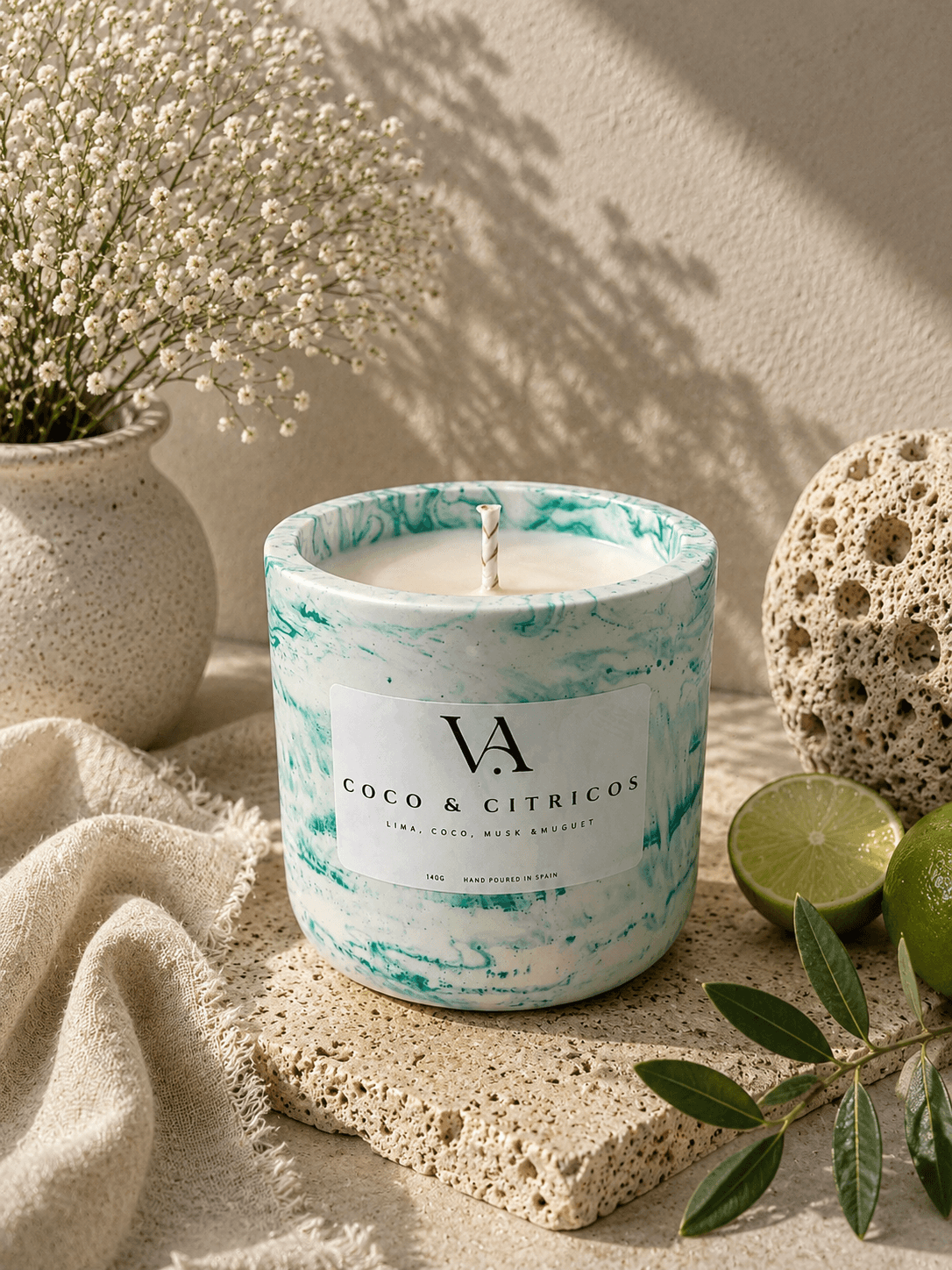 Vela aromática ORIGEN coco & cítricos — Vela abierta